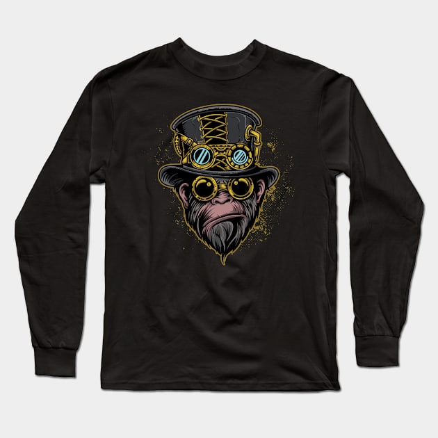 Steampunk Monkey Long Sleeve T-Shirt by Print2Press